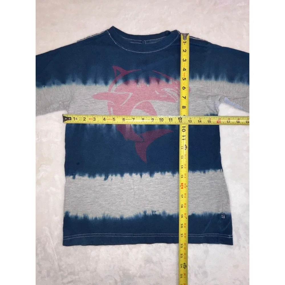 Cherokee Boys Navy Blue Gray Tie Dye Shark‎ Graphic T-Shirt Size 14/16 XL